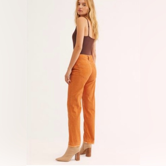 NWOT Free People We The Free Aces High Waist Straight Leg Cord Pant 29 Pale Rust - Picture 4 of 6